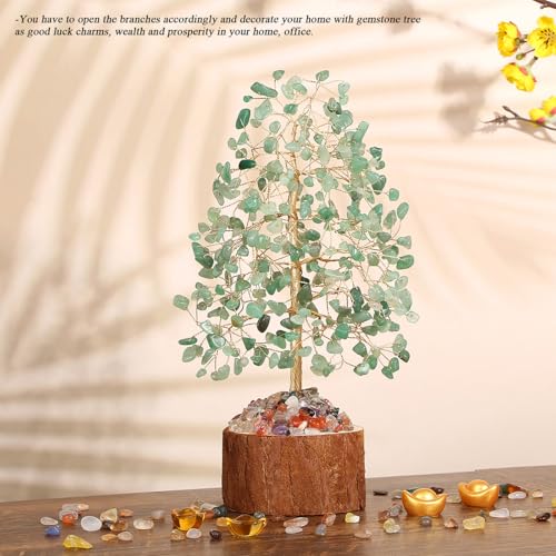 MAIBAOTA Green Aventurine Crystal Tree of Life Green Office Home Decor Good Luck Handmade Feng Shui Bonsai Tree Spiritual Gifts for Women - color: Green02