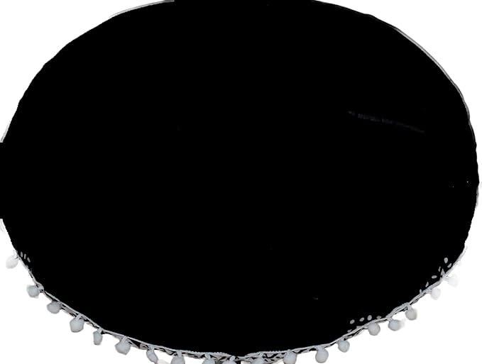 CRAFT KALA 32" Round Mandala Boho Pillow Cover Meditation India Room Seating Poufs Cover for Living Yoga Room Home Décor Bedroom Balcony Garden Decoration Cotton Floor Cushion Cover Black White Flower