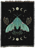 Pure Country Weavers Luna and Moth by Episodic Drawing - Gift Tapestry Throw Blanket Woven from Cotton - Made in The USA (60X80) - color: Luna and Moth, size: 60x80