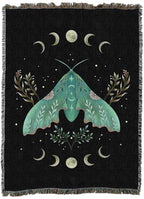 Pure Country Weavers Luna and Moth by Episodic Drawing - Gift Tapestry Throw Blanket Woven from Cotton - Made in The USA (60X80) - color: Luna and Moth, size: 60x80