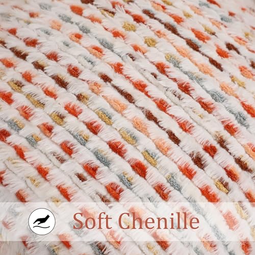 LUOYEHK Boho Throw Pillow Covers 18x18 Inch Set of 2 Chenille Tufted Pillowcase Farmhouse Neutral Cushion Covers for Couch Sofa Bed Living Room, Orange Red - color: Orange Red, size: 18" x 18" (Pack of 2)