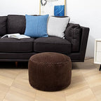 Asuprui Pouf Ottoman Unstuffed Round Poof Seat Foot Stool Ottoman Foot Rest No Filler 20x20x12 Inches Fuzzy Chair Floor Pouf Storage for Living Room Bedroom Coffee - color: Coffee