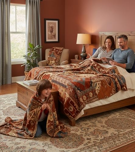 Aipon Boho Aztec Throw Blanket 50"x 60", Western Indian Native American Blanket Southwestern Decor, Brown Soft Cozy Lightweight Throws Blankets Gifts for Women Men Couch Bed Sofa Chair - color: Dark Brown, size: 50.00'' × 60.00''