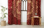 Popular Handicrafts Indian Hippie Bohemian Beautiful Ombre Maroon Color Mandala Curtain Panels Gold - color: Maroon Gold, size: 38"W x 83"L (Pack of 2)