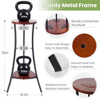 2-Tier Tall Plant Stand Indoor Outdoor, Round Wooden Corner Plant Shelf with Walnut Panel & Black Metal Frame, Modern Flower Pot Holder Rack for Living Room, Balcony, Patio Decor