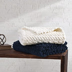 Nautica - Throw Blanket, Soft Cable Knit Sherpa Bedding, Ideal for Bed or Couch (Declan Navy, 50" x 60") - color: Declan Navy
