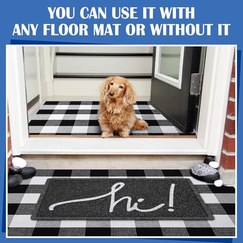 Geelin 2 Pcs 30'' x 18'' Doormat 43'' x 27.5'' Black and White Layered Rug for Front Door Mat Outside Entrance Welcome Door Mats for Indoor Outdoor Entryway Porch Decor(Hi) - style: Hi