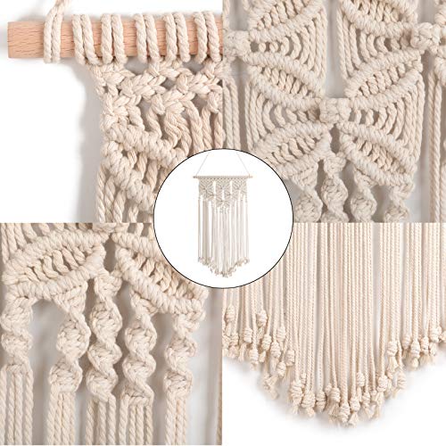Macrame Wall Hanging Boho Art Woven Home Decoration Chic Cotton Rope Cord Wall Art for Apartment Living Room Bedroom Gallery, Beige, 16x28 Inches - color: Beige