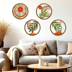 Zzbakress 4 Pcs Boho Wall Decor Rustic Wooden Hollow Bobo Wall Art Bohemian Bedroom Decor 10 inch Farmhouse Wall Hanging Decor Boho Minimalist Wall Art for Bedroom Living Room (Rustic, 4)