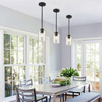 Black Pendant Lights Kitchen Island - Seeded Glass Pendant Light Fixture Multiple Stems Rods (3 Pack with Rod seeded Glass) - color: 3 pack with rod seeded glass