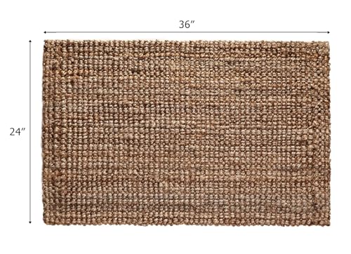 IRONGATE Jute Handspun Area Rug - Premium Jute Handwoven Reversible Chunky Textured Tan Beige Neutral Throw Accent Rug Carpet - Rustic Farmhouse Living Room Bedroom Den Study Décor -24" x 36" Natural - size: 24 x 36 Inch
