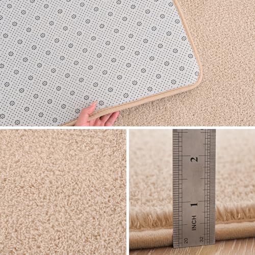 Pettop 4x6 ft Beige Area Rugs for Bedroom Living Room, Washable Memory Foam Indoor Carpet, Modern Aesthetic Minimalist Non Slip Soft Comfy Carpet for Boys Girls Dorm Home Decor - color: Beige, size: 4' X 6' (Rectangular)