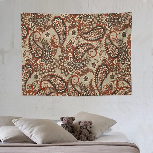 KANEPE Boho Tapestry Red Vintage Floral Paisley Leaves Pattern Wall Hanging Tapestries Home Decor for Living Room Bedroom Apartments Farmhouse Dorm,40inx30in (102×76cm)【Small】 - color: Boho-6, size: 40Wx30L