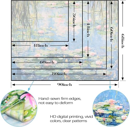 Yeoiat Water Lilies Tapestry Monet Wall Tapestry for Bedroom Nature Plant Tapestries Art Tapestries Wall Hanging for Living Room Bedroom Water Lilies 36×48 Inches - color: Blue Green, size: 48"L x 36"W