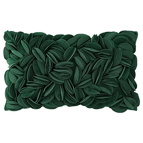 KINGROSE 3D Floral Throw Pillow Case Home Decorative Pillow Cover Soft Cushion Cover Sofa Couch Bed Living Room 12 x 20 Inches Dark Green - color: Dark Green - Persian Velvet
