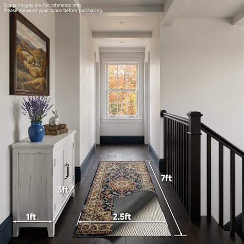 Veken Runner Rug Pad Gripper for Hardwood Floors, Non Slip 2.5x7 Ft Rug Pads for Area Rugs, Thick Rug Grippers for Tile Floors, Under Carpet Anti Skid Mat, Keep Your Rugs Safe and in Place - size: 2'6" x 7' (Rectangular), style: White