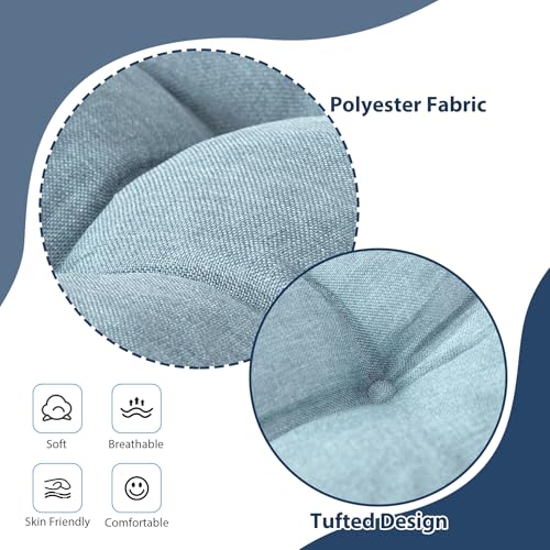 IASEAHK Chair Cushions for Dining Chairs, Seat Cushions for Kitchen Chairs, Indoor Seat Cushions with Ties, Tufted Foam Chair Pads, Non Slip Chair Cushions Set of 6, 15.5" x 15.5" x 4", Light Blue - color: Light Blue, size: Pack of 6