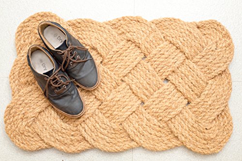 IRONGATE Rope Woven Doormat - One Pack Nautical Mat - 100% All Natural Coir Fibers - Classic Interwoven Rope Design - Handmade Dirt Trapping Entryway Door Mat - Natural - 18x30