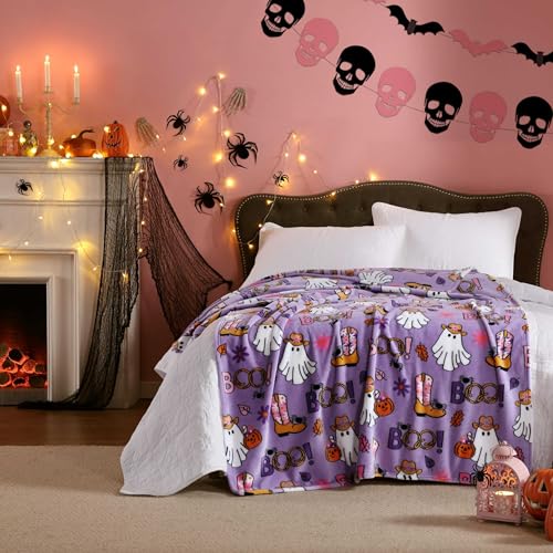 Betsey Johnson - Blanket, Buttery-Soft Throw Blanket for Couch or Bed, Boldly Plush & Oversized Bedding (Howdy Ghouls Purple, 50" x 70") - color: Howdy Ghouls Purple