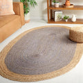 SAFAVIEH Natural Fiber Collection Area Rug - 2'6" x 4' Oval, Grey & Natural Brown, Handmade Jute, Braided Border Design (NF801F) - color: Grey/Natural, size: 2'6" x 4' (Oval)