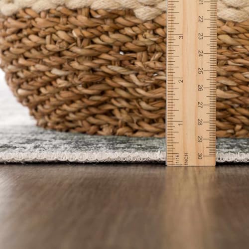 Hauteloom Wentworth Bohemian Vintage Medallion Area Rug - Farmhouse Oriental Carpet for Living Room, Bedroom - Machine Washable - Gray - 6'7" x 9' - color: Gray, White / Arista, size: 6'7" x 9' (Rectangular)