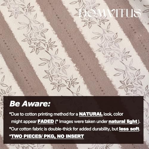 DOMVITUS Floral Pillow Covers 24x24 Inch Set of 2, Vintage Striped Block Print Decorative Throw Pillow Covers Neutral Farmhouse Boho Home Decor for Couch Sofa Bed Living Room, Brown - color: Brown, size: 24" x 24" (Pack of 2)