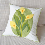 vctops Farmhouse Calla Lily Cotton Tufted Throw Pillow Cover Spring Floral Embroidery Pillowcase Soft Square Cushion Case for Sofa Couch Bed Chair (Yellow C,18"x18") - color: Yellow C