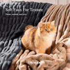 Ultra Soft Cozy Faux Fur Throw Blanket, Fuzzy Plush Thick Bubble Blanket, Oversize Luxury Fluffy Blanket for Couch, Sofa, Bedroom, and Living Room,50x60 Inches,Double Sided Charcoal Gray - color: Double Sided-charcoal Gray, size: Throw