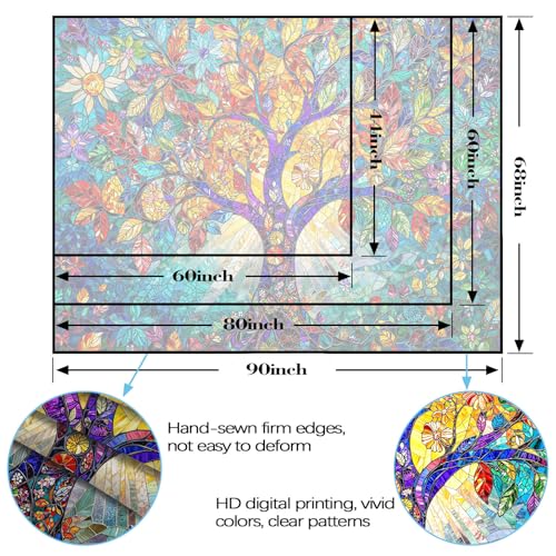 Lunerfex Tree of Life Tapestry Stained Glass Tapestry Wall Decor Tapestries for Bedroom Art Tapestries Wall Hanging for Bedroom Living Room Glass-Tree-02 44"x60" - color: Colorful, size: 60"L x 44"W