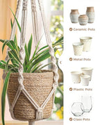 Bamworld Macrame Plant Hanger Indoor Hanging Planter for Plants Hanging Plant Basket Macrame Wall Hanging Planters Boho Decor Home Room Decor Aesthetic 36 Inches Ivory, Set of 2