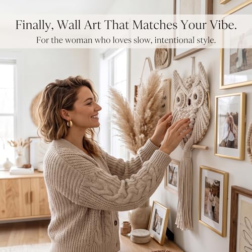 FURUBETA Owl Macrame Wall Hanging Boho Wall Decor, Handwoven Wall Tapestry for Bedroom Living Room Nursery, Bohemian Wall Art Owl Decor, Housewarming Gift for Women, 12x32in - color: 03-Big Owl