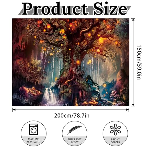 Jungle Tree Tapestry Large Wall Hanging for Bedroom Living Room Nature Decor - color: Dream Forest01, size: 59.1"L x 51.2"W