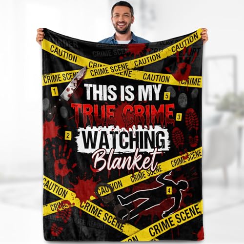 Aimego True Crime Scene Theme Flannel Blanket, Mystery Design Gift for True Crime Fans, Cozy Novelty Throw for Couch Bed Movie Night Halloween Decor, 50"x60" - color: A-crime Blanket