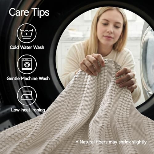 a moment 2 Pack Bamboo Fiber Pillow Covers - Waffle Weave, Ultra Soft & Breathable, Skin-Friendly Cotton Throw Pillow for Couch, Sofa, Bedroom Living Room 12x20 Inch Beige - color: Beige, size: 20" x 12" (Pack of 2)