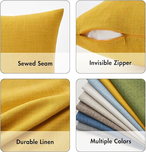 MIULEE Pack of 2 Decorative Linen Burlap Textured Pillow Covers Farmhouse Boho Accent Pillowcases Spring Home Decor for Couch Sofa Bedroom Living Room 18x18 Inch Bright Yellow - color: Bright Yellow, size: 18" x 18" (Pack of 2)