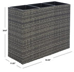 SAFAVIEH Outdoor - Rita Grey Brown Wicker 3-Tier Plant Stand with Baskets, Vertical Flower Rack Planter Shelf for Patio, Balcony, Garden, 32.28"W x 11.02"D x 24.8"H (PAT7705C) - color: Grey/Brown
