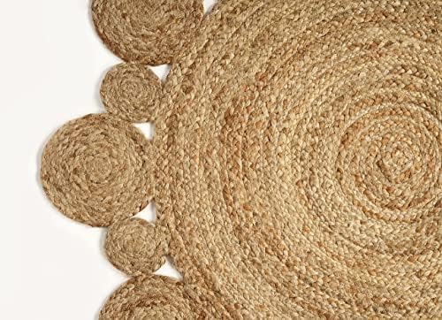 GRUHUM Handwoven 8ft Jute Area Rug Natural Fiber Round Boho Farmhouse Rustic Vintage Soft Braided Reversible Eco Friendly Rugs for Indoor Outdoor Kitchen Bedroom Living Room Hallways (8' ft Circle) - color: Natural- 08, size: 8' (Round)