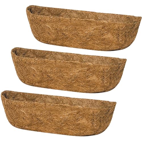 3Pcs 30” Coco Liners for Planters, Pre-Formed Trough Coconut Fiber Liner Replacement for Window Box, Fence Flower Baskets, Garden Flower Pot (30 inch 3PCS) - size: 30 inch 3PCS