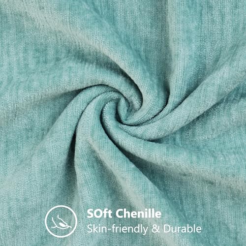 decorUhome Chenille Aqua Haze Throw Pillow Covers 22x22 Inch Set of 2, Decorative Soft Couch Pillow Covers Solid Dyed Accent Farmhouse Neutral Square Pillow Cases for Sofa - color: Aqua Haze, size: 22" x 22" (Pack of 2)