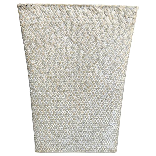 Taper Seagrass Planter - 20-Inch Tall Large Tree Planter - Handwoven Natural Square Basket for Indoor & Outdoor Plants - Stylish Decorative Flower Pot for Patio, Garden, and Home (White) - color: White