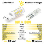 ALIDE G9 Led Bulbs Dimmable 3W Replace 20W 25W 30W Halogen Equivalent,4000K Natural White, AC120V T4 Clear G9 Bi-pin Led Bulbs for Chandelier Pendant Wall Home Lighting,300LM,360Deg,10Pack - color: 3w 4000k Natural