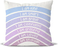QIYUHOY Rainbow Classroom Throw Pillow Covers, Book Center Calming Corner Playroom Decor Pillow Case, Purple Pillow Cover, I Am Kind Smart Brave Confidence 18x18 Inch Pillowcase（Royal Purple）
