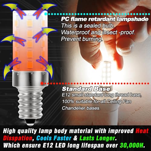E12 Candelabra LED Light Bulbs Dimmable 4W Equivalent 40 Watt 450lm 6000K Bright Daylight White Candle Bulbs for Chandelier Pendant Dining Rooms Living Rooms Bedrooms Office, 4 Pack - color: 6000k Daylight White, size: 4 Watt-Dimmable-4 Pack