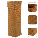 Seagrass Woven Vase: 12" Tall Wicker Vase for Flowers - Boho Rattan Decorative Basket Tall Plant Holder Container - Rustic Straw Flower Arranger for Farmhouse Home Decor