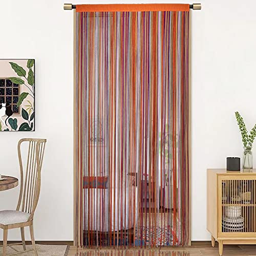 HSYLYM Spaghetti String Curtains for Doorways Privacy Door Frame Tassel Hippy Wall Kitchen Hallway Boho Fringe Curtain Hanging Door Room Dividers Decor 1 Panel（39×110in/100×280cm,Multicolor） - color: Multi Color, size: 39"W x 110"L (Pack of 1)