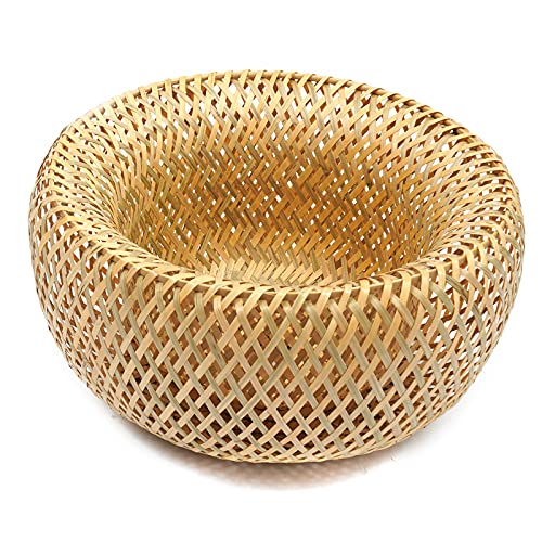 Hand-Woven Bamboo Pendant Light, Lantern Lamp Rattan Single Light Weaving Natural Wooden Ceiling Hanging Fixture with Adjustable Cord for Kitchen Dining Room Restaurant Farmhouse - color: Semicircle, Style 2