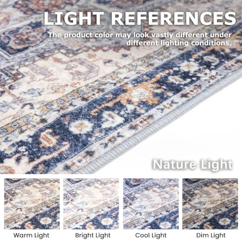KOZYFLY Small Area Rug 2x3 Ft Rugs for Entryway Washable Boho Entry Rug Non Slip Door Mat Indoor Entrance Faux Wool Vintage Printed Kitchen Rug Throw Rugs for Entrance Kitchen, Blue Gray/Cream - color: Blue Gray/Cream, size: 2' x 3' (Rectangular)