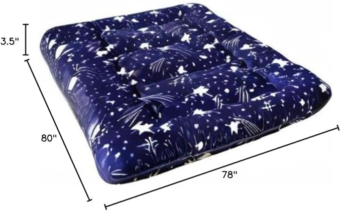 MAXYOYO Navy Starry Sky Japanese Floor Futon Mattress, Tatami Mat Portable Camping Mattress Kids Sleeping Pad Foldable Roll Up Floor Lounger Couch Bed, King Size
