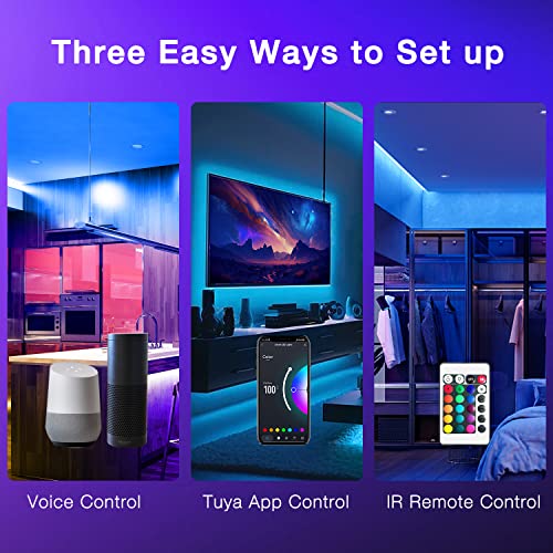 DAYBETTER Smart WiFi Led Lights 100ft, Tuya App Controlled Led Strip Lights, Work with Alexa and Google Assistant, Timer Schedule, Color Changing Led Lights for Bedroom Party Kitchen (Pack of 2) - size: 100ft (Pack of 2)
