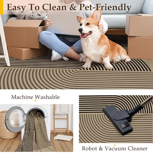 PureCozy 2x3 Rainbow Easy Jute Kitchen Front Doormat Non Slip Washable Neutral Area Rug Non Shedding Low Pile Black Floor Carpet for Farmhouse Entryway Porch Doorway - color: Rainbow 3, size: 2' x 3' (Rectangular)